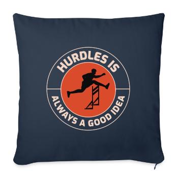 Haies Haies Hurdler Running Runner Athlètes - Housse de coussin décorative 45 x 45 cm - bleu marine - Devant