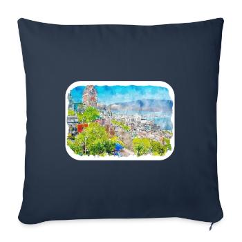 Quebec Kanada Aquarell Skizze gezeichnete Illustration - Sofakissenbezug 45 x 45 cm - Navy - Vorne