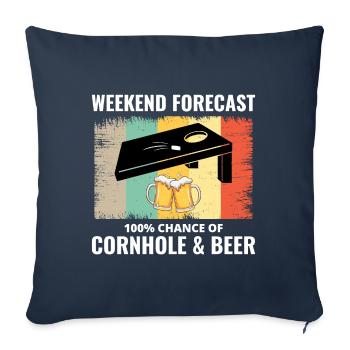 Cornhole Drinking Bean Bag Toss Jeu de pelouse en plein air - Housse de coussin décorative 45 x 45 cm - bleu marine - Devant