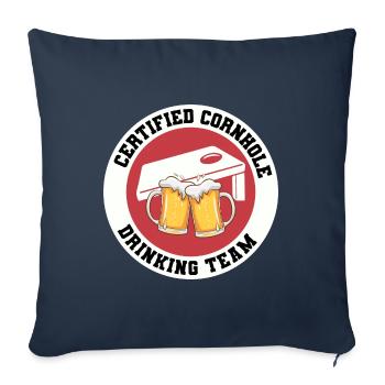 Cornhole Drinking Bean Bag Toss Jeu de pelouse en plein air - Housse de coussin décorative 45 x 45 cm - bleu marine - Devant