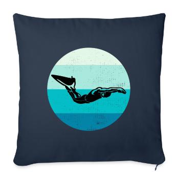 Natation Natation Natation Natation Sports nautiques - Housse de coussin décorative 45 x 45 cm - bleu marine - Devant