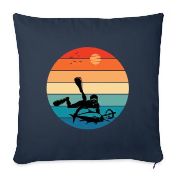 Spearfishing Spearfisher Spearfisherman Vintage - Sofa pillowcase 17,3'' x 17,3'' (45 x 45 cm) - navy - Front