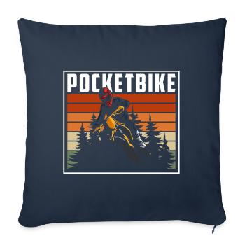 Pocketbike Biker Deux-roues Boue - Housse de coussin décorative 45 x 45 cm - bleu marine - Devant