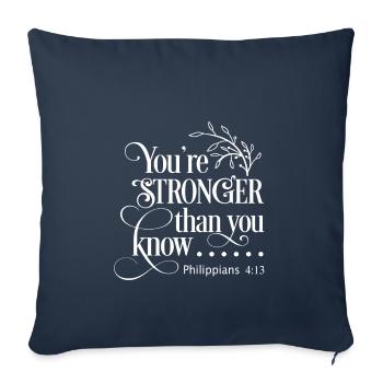 Christliches Design Du bist stärker als du weißt - Sofakissenbezug 45 x 45 cm - Navy - Vorne