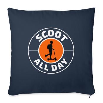 Conducteur de scooter électrique E-Scooter motorisé - Housse de coussin décorative 45 x 45 cm - bleu marine - Devant