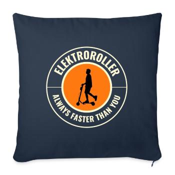 Conducteur de scooter électrique E-Scooter motorisé - Housse de coussin décorative 45 x 45 cm - bleu marine - Devant