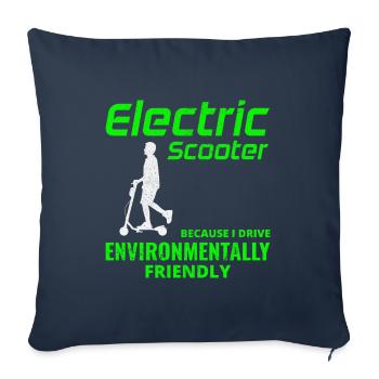 Conducteur de scooter électrique E-Scooter motorisé - Housse de coussin décorative 45 x 45 cm - bleu marine - Devant