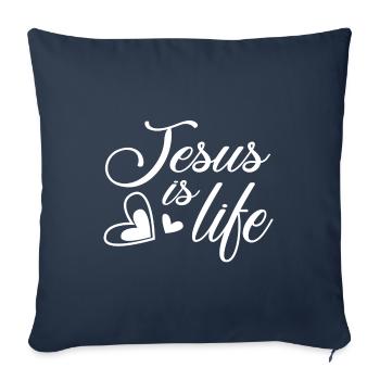 Christian Design Jesus is Life - Sofa pillowcase 17,3'' x 17,3'' (45 x 45 cm) - navy - Front
