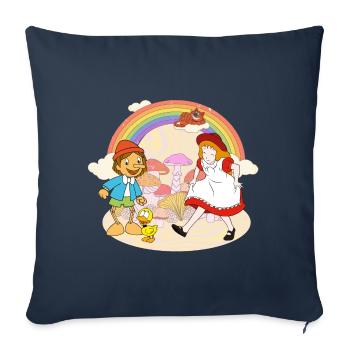 Alice Im Wunderland und Pinocchio Auf Abenteuer - Sofakissenbezug 45 x 45 cm - Navy - Vorne