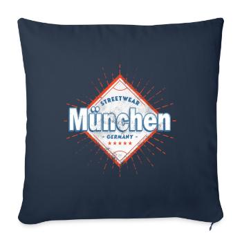 Munich Allemagne City Skyline Home Love - Housse de coussin décorative 45 x 45 cm - bleu marine - Devant