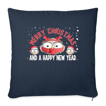 Merry Christmas And a Happy New Year Cute Owls - Sofa pillowcase 17,3'' x 17,3'' (45 x 45 cm) - navy - Front