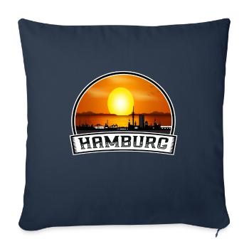 Hamburg Germany Skyline Vintage Sunset Travel Souv - Sofa pillowcase 17,3'' x 17,3'' (45 x 45 cm) - navy - Front