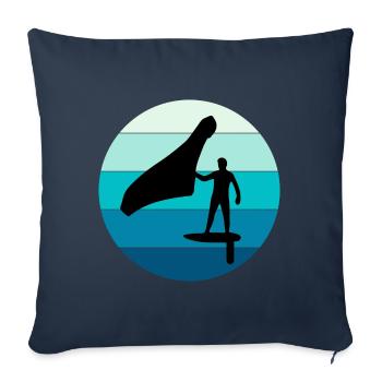 Wing Foiling Hydrofoil Surfing Surf Water Sport - Sofa pillowcase 17,3'' x 17,3'' (45 x 45 cm) - navy - Front