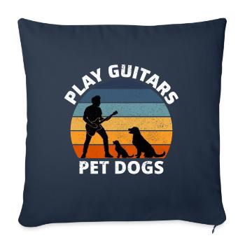 Jouer des guitares Pet Dogs Musicien Bassiste Drôle - Housse de coussin décorative 45 x 45 cm - bleu marine - Devant