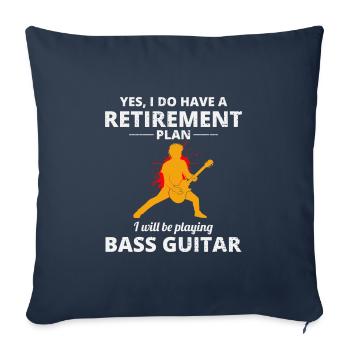 Basse Guitariste Musicien Bassiste Retraite - Housse de coussin décorative 45 x 45 cm - bleu marine - Devant