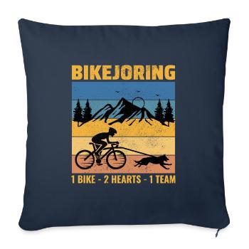 Bikejoring DogScooting Dog Sport Bike Bicycle Ride - Housse de coussin décorative 45 x 45 cm - bleu marine - Devant