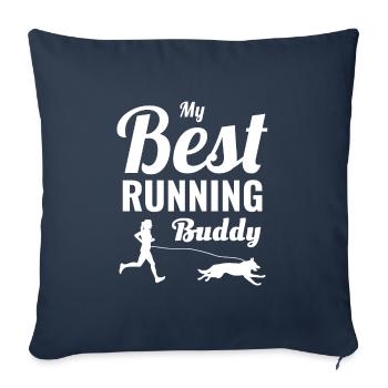 Canicross Trail Running Dog Sport Outdoor Hobby - Sofa pillowcase 17,3'' x 17,3'' (45 x 45 cm) - navy - Front