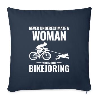Bikejoring DogScooting Dog Sport Bike Bicycle Ride - Housse de coussin décorative 45 x 45 cm - bleu marine - Devant
