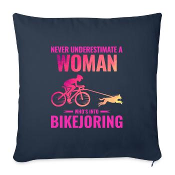 Bikejoring DogScooting Dog Sport Bike Bicycle Ride - Housse de coussin décorative 45 x 45 cm - bleu marine - Devant