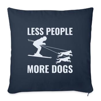 Chien Skijoring Sports d’hiver extrêmes Course de ski - Housse de coussin décorative 45 x 45 cm - bleu marine - Devant