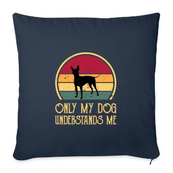 American Hairless Terrier Dog Silhouette Retro - Sofa pillowcase 17,3'' x 17,3'' (45 x 45 cm) - navy - Front