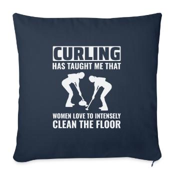 Curling Sweeping Fan Winter Ice Sport Curler Funny - Sofa pillowcase 17,3'' x 17,3'' (45 x 45 cm) - navy - Front