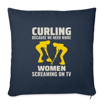 Curling Sweeping Fan Winter Ice Sport Curler Funny - Sofa pillowcase 17,3'' x 17,3'' (45 x 45 cm) - navy - Front