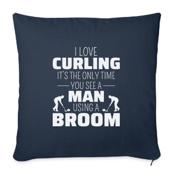 Curling Sweeping Fan Winter Ice Sport Curler Funny - Sofa pillowcase 17,3'' x 17,3'' (45 x 45 cm) - navy - Front