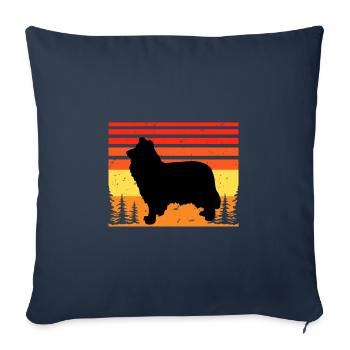 Collie Rough Dog Lover Silhouette Vintage Sunset - Housse de coussin décorative 45 x 45 cm - bleu marine - Devant