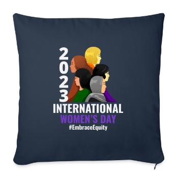 Journée internationale de la femme 2023 8 mars - Housse de coussin décorative 45 x 45 cm - bleu marine - Devant