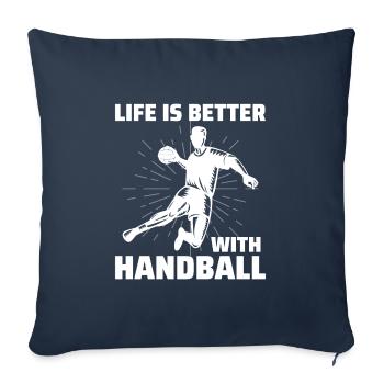 Joueur de handball Équipe sportive Handballeur Drôle de dicton - Housse de coussin décorative 45 x 45 cm - bleu marine - Devant