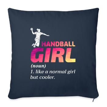 Handball Girl Handballaller Drôle de dicton - Housse de coussin décorative 45 x 45 cm - bleu marine - Devant