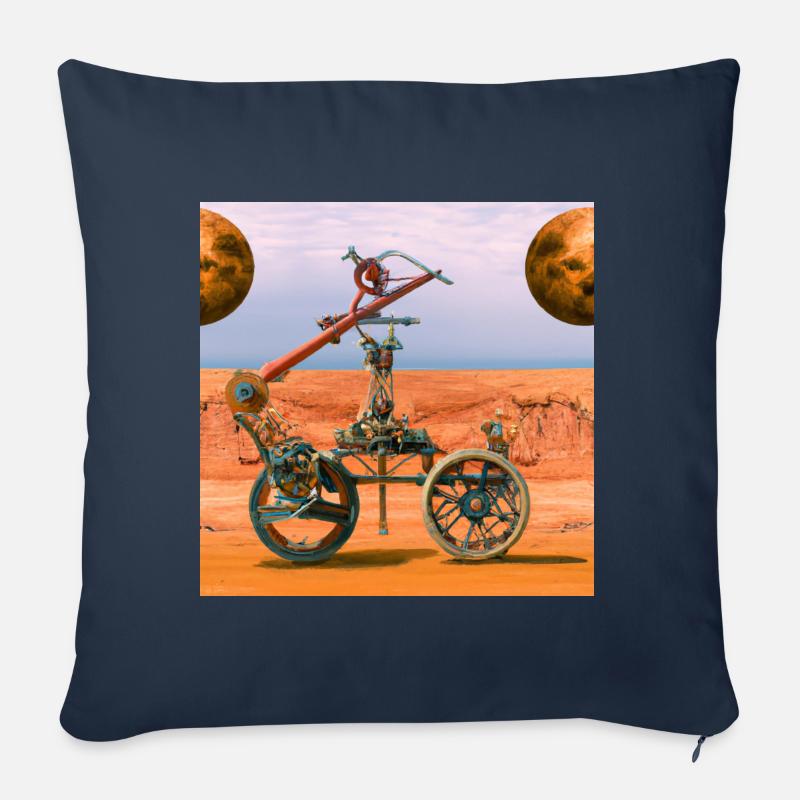 Mars car dans le style steampunk - Housse de coussin décorative 45 x 45 cm - bleu marine