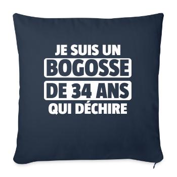 bogosse de 34 ans qui déchire / homme de 34 ans - Housse de coussin décorative 45 x 45 cm - bleu marine - Devant