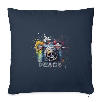 Paint Splash Photo Camera Peace Symbol Press - Housse de coussin décorative 45 x 45 cm - bleu marine - Devant