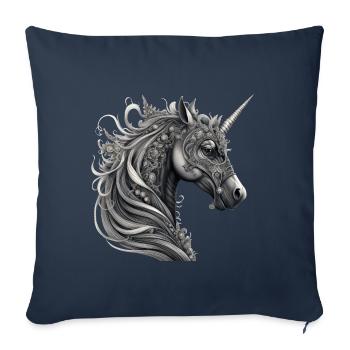 Goth Gothic Licorne Mystique Horreur Sombre - Housse de coussin décorative 45 x 45 cm - bleu marine - Devant