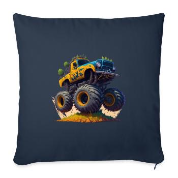 Monster truck - Housse de coussin décorative 45 x 45 cm - bleu marine - Devant