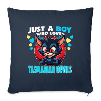 Juste un garçon qui aime les diables de Tasmanie - Housse de coussin décorative 45 x 45 cm - bleu marine - Devant