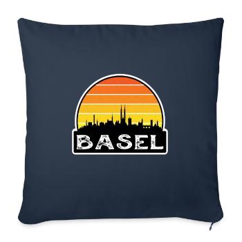 Basel Schweiz Flagge Skyline Reise Souvenir - Sofakissenbezug 45 x 45 cm - Navy - Vorne