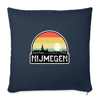 Nimègue Pays-Bas Flag Skyline Souvenir de voyage - Housse de coussin décorative 45 x 45 cm - bleu marine - Devant