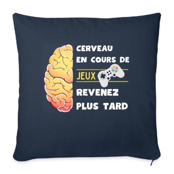 Cerveau en mode jeux. Idée gamers - Housse de coussin décorative 45 x 45 cm - bleu marine - Devant