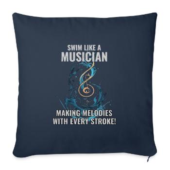 Nagez comme un musicien - Housse de coussin décorative 45 x 45 cm - bleu marine - Devant