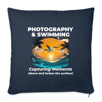 Photographe Photographie et Natation Nageur - Housse de coussin décorative 45 x 45 cm - bleu marine - Devant