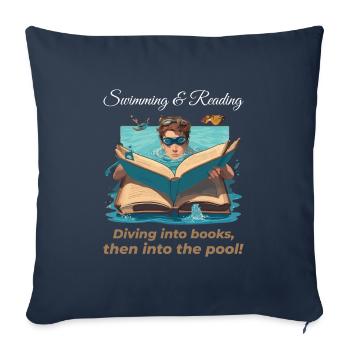 Swimming and Reading Swimmer Reader Book Lover - Sofa pillowcase 17,3'' x 17,3'' (45 x 45 cm) - navy - Front