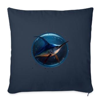 Marlin dans l’eau bleue - Housse de coussin décorative 45 x 45 cm - bleu marine - Devant