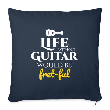 Fret-fully Funny: Célébrer la vie avec des guitares - Housse de coussin décorative 45 x 45 cm - bleu marine - Devant