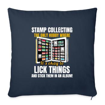 Stamp Collecting Collector Philatelist - Sofa pillowcase 17,3'' x 17,3'' (45 x 45 cm) - navy - Front