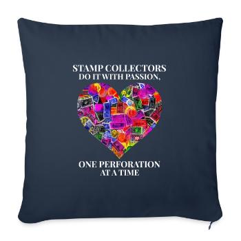 Passionate Philatelists Stamp Collecting Collector - Sofa pillowcase 17,3'' x 17,3'' (45 x 45 cm) - navy - Front