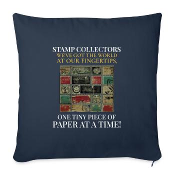 Philately's Delight: Stamp Collectors Unite - Sofa pillowcase 17,3'' x 17,3'' (45 x 45 cm) - navy - Front