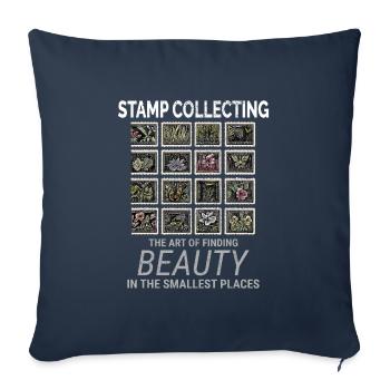 Philatéliste collectionneur collectionneur de timbres - Housse de coussin décorative 45 x 45 cm - bleu marine - Devant